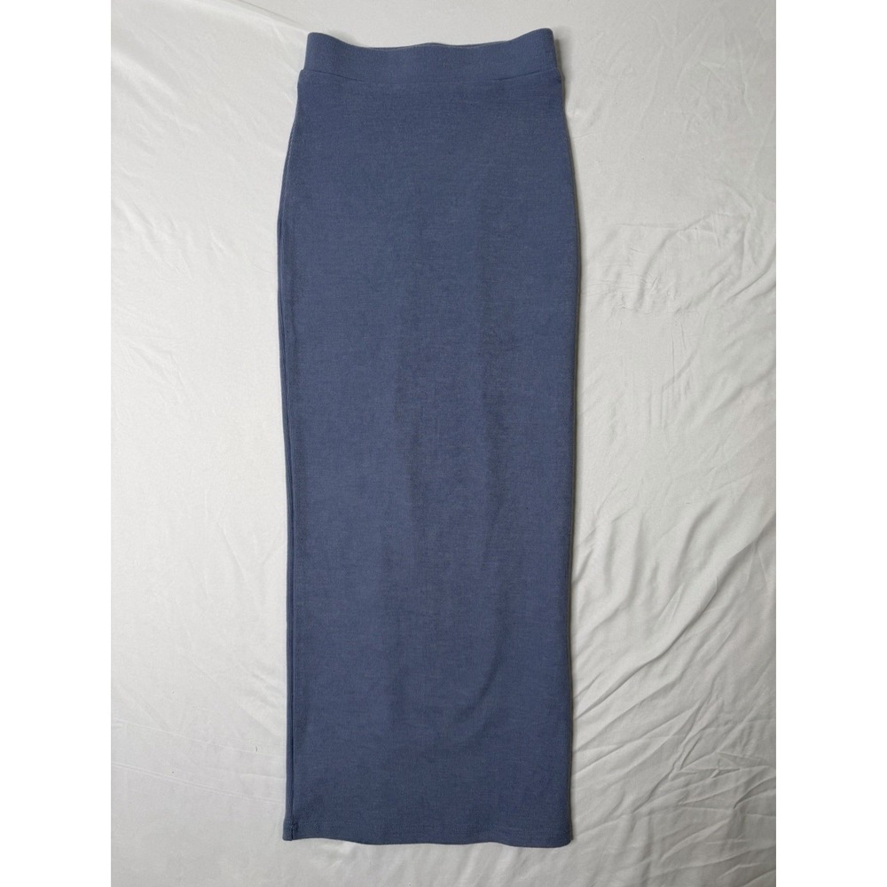 Women's Blue Knit Maxi Pencil Skirt Stretch Pull On Size XS Approx